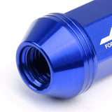 Spiked Aluminum Lug Nuts 80mm M12x1.5 20pc Set with Adapter Blue