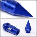 Spiked Aluminum Lug Nuts 80mm M12x1.5 20pc Set with Adapter Blue