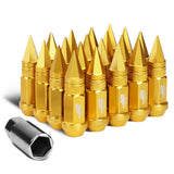Spiked Cap Lug Nuts - 80MM - M12X1.5 - 20PCS w/ Adapter - Gold Aluminum