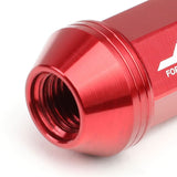 Spiked Cap Lug Nuts 20pc Set M12x1.5 80mm Aluminum Red