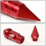 Spiked Cap Lug Nuts 20pc Set M12x1.5 80mm Aluminum Red