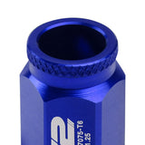 Aluminum Lug Nuts Open-End 40MM M12X1.25 20PCS with Adapter Blue