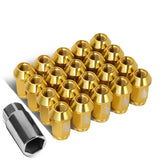 Aluminum Lug Nuts Open-End 40MM M12X1.5 20PCS w/ Adapter Gold