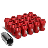 Aluminum Open-End Lug Nuts 40MM M12X1.5 Red 20PCS w/ Adapter
