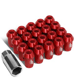Aluminum Open-End Lug Nuts 40MM M12X1.5 Red 20PCS w/ Adapter