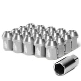 Aluminum Close-End Lug Nuts 35MM M12X1.5 20PCS w/ Adapter Silver