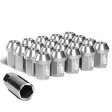 Aluminum Close-End Lug Nuts 35MM M12X1.5 20PCS w/ Adapter Silver