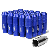 Aluminum Lug Nuts Open End 70mm M12x1.25 20pc Set with Key Blue
