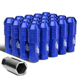 Aluminum Lug Nuts Open End 70mm M12x1.25 20pc Set with Key Blue
