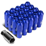 Aluminum Lug Nuts Open End 70mm M12x1.25 20pc Set with Key Blue