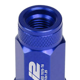 Aluminum Lug Nuts Open End 70mm M12x1.25 20pc Set with Key Blue