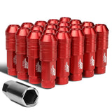 Red Aluminum Lug Nuts M12x1.25 Open End 70mm 20pc Set w/ Key