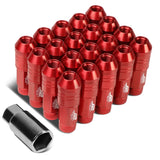 Red Aluminum Lug Nuts M12x1.25 Open End 70mm 20pc Set w/ Key