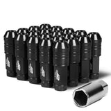 70MM Open-End Aluminum Lug Nuts M12x1.5 20PC Set with Adapter Black