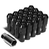 70MM Open-End Aluminum Lug Nuts M12x1.5 20PC Set with Adapter Black
