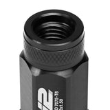70MM Open-End Aluminum Lug Nuts M12x1.5 20PC Set with Adapter Black