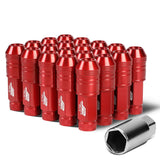 Aluminum Open-End Lug Nuts 70MM M12x1.5 Red 20PCS w/ Adapter