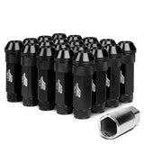 Aluminum Lug Nuts Open-End 70MM M12X1.25 20PCS w/ Adapter Black