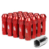 M12x1.25 70mm Open-End Aluminum Lug Nuts 20pc Set Red