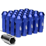 M12x1.5 70mm Open-End Aluminum Lug Nuts 20pc Set w/ Key Blue
