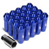 M12x1.5 70mm Open-End Aluminum Lug Nuts 20pc Set w/ Key Blue