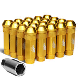 Open-End Aluminum Lug Nuts 70mm M12x1.5 Gold 20pc Set with Key