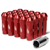 M12x1.5 70mm Red Aluminum Open-End Lug Nuts 20pc Set with Key