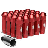 M12x1.5 70mm Red Aluminum Open-End Lug Nuts 20pc Set with Key