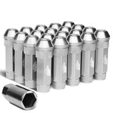 Aluminum Lug Nuts 70MM Open End M12X1.5 20PCS with Key Silver