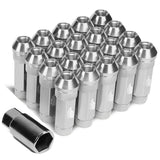 Aluminum Lug Nuts 70MM Open End M12X1.5 20PCS with Key Silver