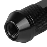 Aluminum Open-End Lug Nuts M12x1.25 90mm 20pcs w/ Adapter Black