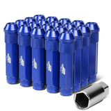 Aluminum Lug Nuts Open End 90mm M12x1.25 20pc Set with Adapter Blue