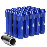 Aluminum Lug Nuts Open End 90mm M12x1.25 20pc Set with Adapter Blue