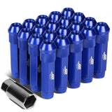 Aluminum Lug Nuts Open End 90mm M12x1.25 20pc Set with Adapter Blue