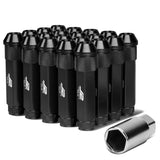Universal Aluminum Open-End Lug Nuts 90MM M12X1.5 20PCS with Adapter Black