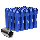 Aluminum Lug Nuts Open End 90mm M12x1.5 20pc Set with Adapter Blue