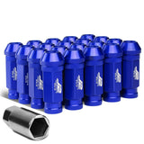 Aluminum Open-End Lug Nuts 60mm M12x1.25 Blue 20pcs w/ Adapter