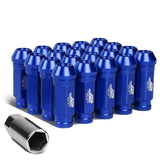 Aluminum Open-End Lug Nuts 60MM M12X1.5 20PCS w/ Adapter Blue