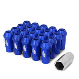 Aluminum Open-End Lug Nuts 50MM M12X1.5 20PCS with Adapter Blue
