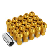 Universal Aluminum Open-End Lug Nuts 50MM M12X1.5 20PCS Gold