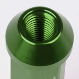 M12 x 1.5 Extended Acorn Lug Nuts 90mm Green Aluminum 20pc Set