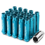 Universal Aluminum M12x1.5 Acorn Lug Nuts Extended Open End Light Blue 20pc