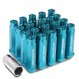 Universal Aluminum M12x1.5 Acorn Lug Nuts Extended Open End Light Blue 20pc