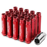 M12 x 1.5 Aluminum Acorn Lug Nuts 90mm Extended Open End Red 20pc