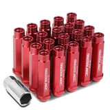 M12 x 1.5 Aluminum Acorn Lug Nuts 90mm Extended Open End Red 20pc