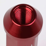 M12 x 1.5 Aluminum Acorn Lug Nuts 90mm Extended Open End Red 20pc