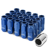 Acorn Style Aluminum Lug Nuts M12 x 1.25 50mm Blue 16 Pcs + 4 Locks