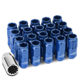 Acorn Style Aluminum Lug Nuts M12 x 1.25 50mm Blue 16 Pcs + 4 Locks