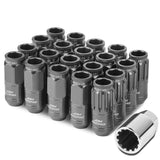 M12 x 1.25 Acorn Style Lug Nuts 16pc + 4 Locks Gun Metal Aluminum