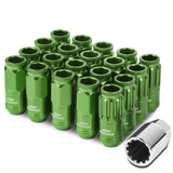Acorn Style Aluminum Lug Nuts M12 x 1.25 Green 16pcs + 4 Locks